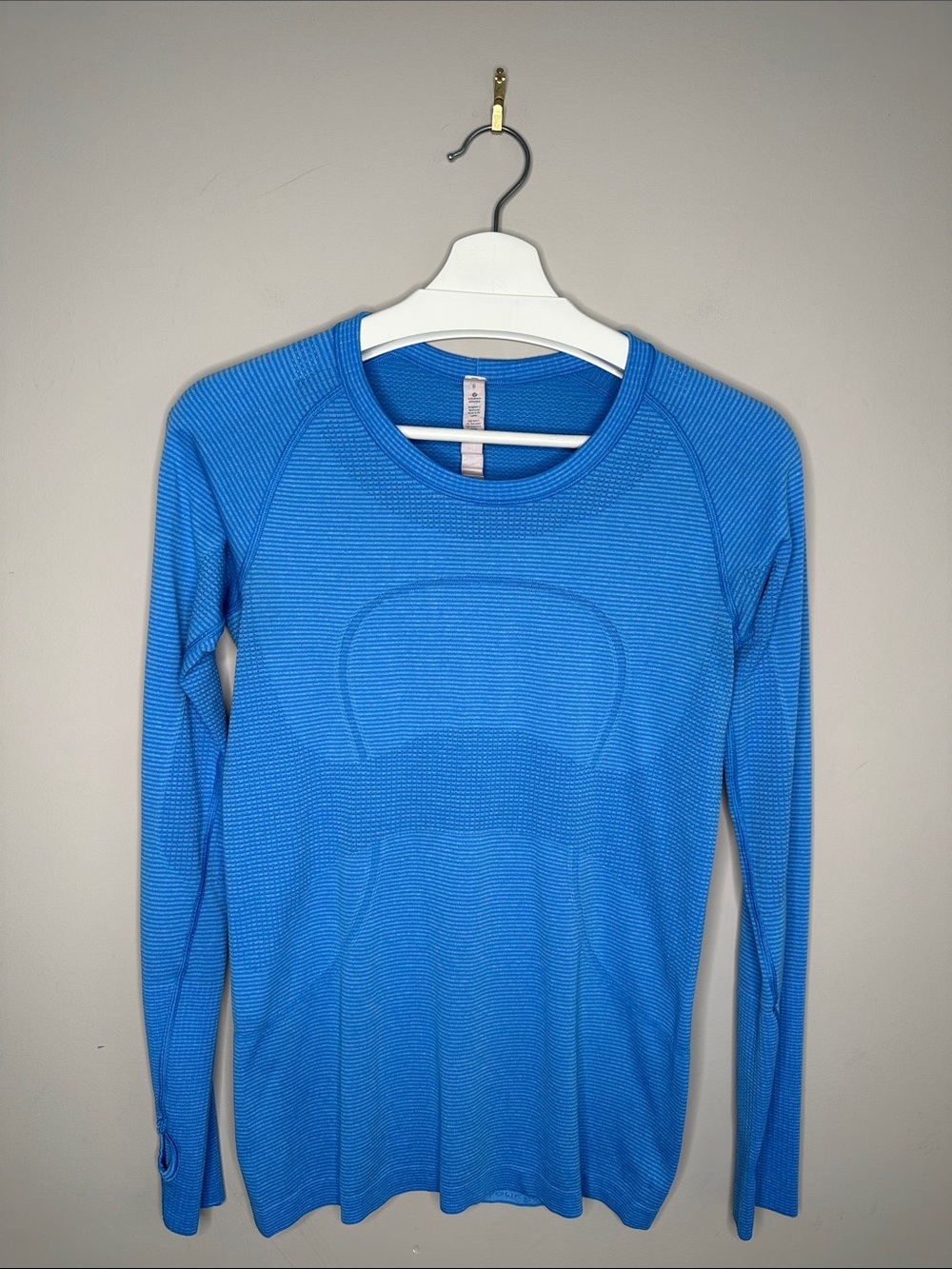 Lululemon Bright Blue Swiftly Tech Long-Sleeve Micro Stripe Top